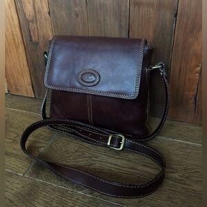 Brown Italian leather crossbody western chic style purse